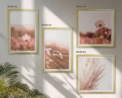 Wildflowers in the meadows in summer wall art set of 4 pieces