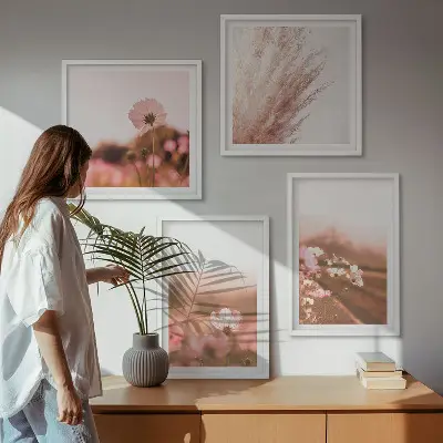 Wildflowers in the meadows in summer wall art set of 4 pieces