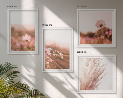 Set of 4 wall art pieces Wildflowers in the meadows in summer