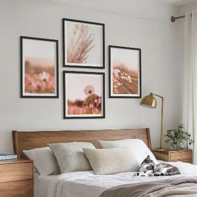 Wildflowers in the meadows in summer wall art set of 4 pieces