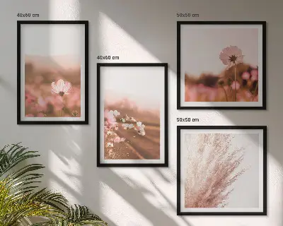 Wildflowers in the meadows in summer wall art set of 4 pieces