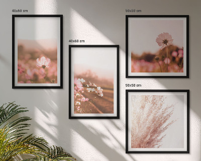Set of 4 wall art pieces Wildflowers in the meadows in summer