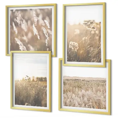 Multi-piece wall decor set landscape with grass and flowers in warm tones