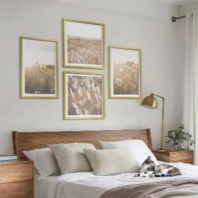 Multi-piece wall decor set landscape with grass and flowers in warm tones