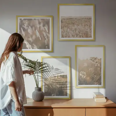 Multi-piece wall decor set landscape with grass and flowers in warm tones