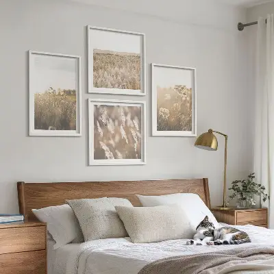 Multi-piece wall decor set landscape with grass and flowers in warm tones