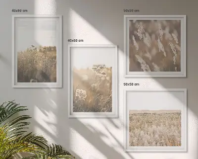 Multi-piece wall decor set landscape with grass and flowers in warm tones