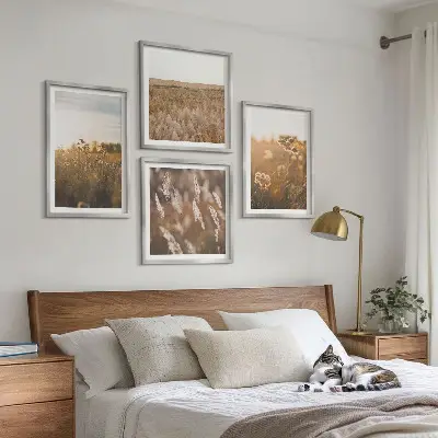 Summer meadows flowers sunset wall art set of 4 pieces