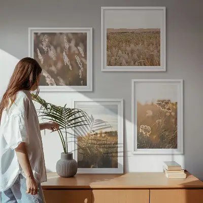 Summer meadows flowers sunset wall art set of 4 pieces