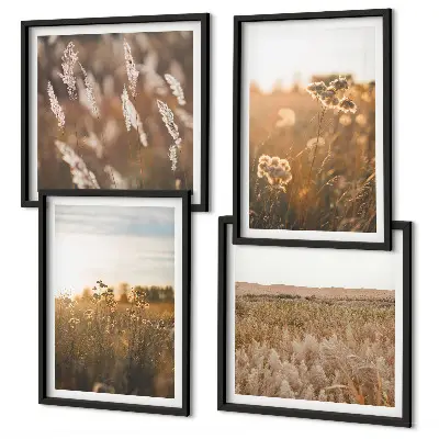 Summer meadows flowers sunset wall art set of 4 pieces