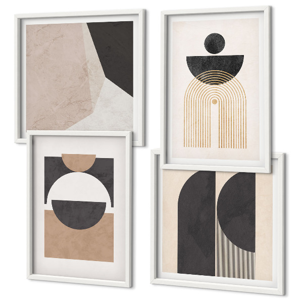 Wall art set Abstract shapes beige brown