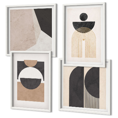 Wall art set Abstract shapes beige brown