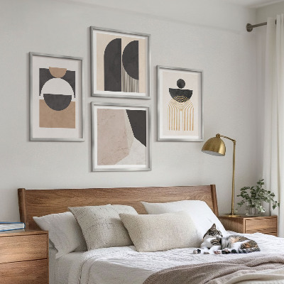 Wall art set Abstract shapes beige brown