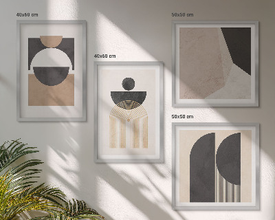 Wall art set Abstract shapes beige brown