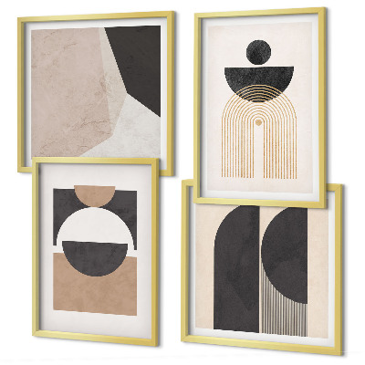 Wall art set Abstract shapes beige brown