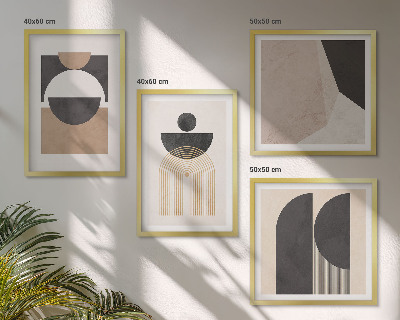 Wall art set Abstract shapes beige brown