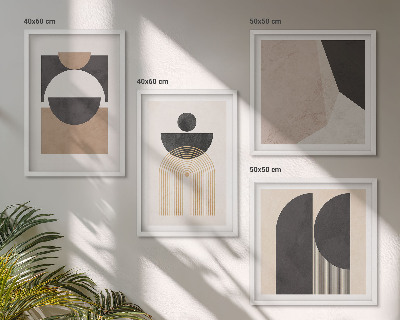 Wall art set Abstract shapes beige brown