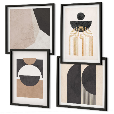 Wall art set Abstract shapes beige brown