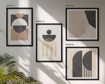Wall art set Abstract shapes beige brown