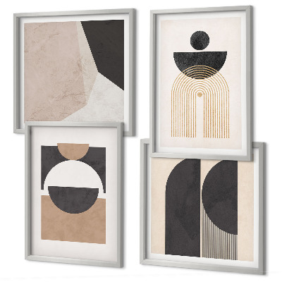 Wall art set Abstract shapes beige brown