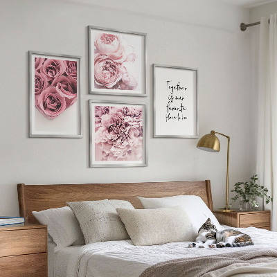 Multi-piece wall decor set Flowers bouquets of roses home inscription