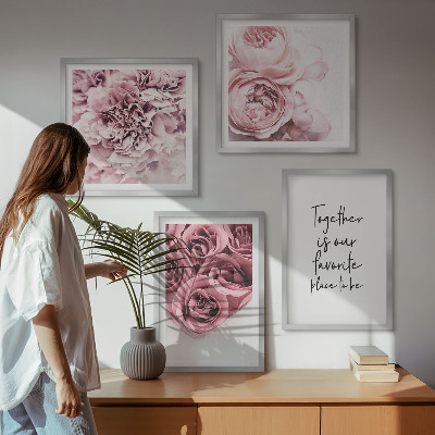 Multi-piece wall decor set Flowers bouquets of roses home inscription