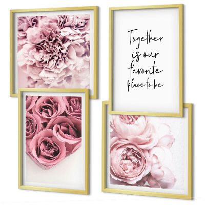 Multi-piece wall decor set Flowers bouquets of roses home inscription