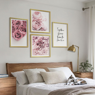 Multi-piece wall decor set Flowers bouquets of roses home inscription