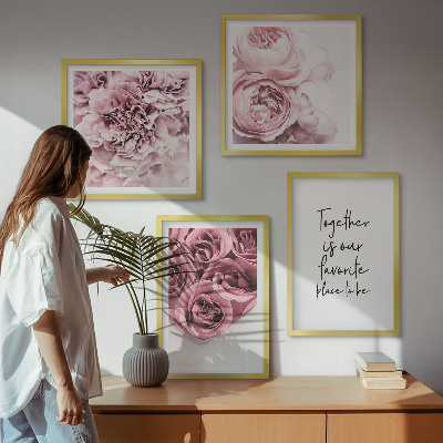 Multi-piece wall decor set Flowers bouquets of roses home inscription