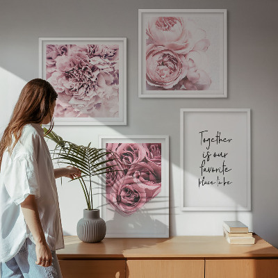 Multi-piece wall decor set Flowers bouquets of roses home inscription