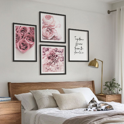Multi-piece wall decor set Flowers bouquets of roses home inscription