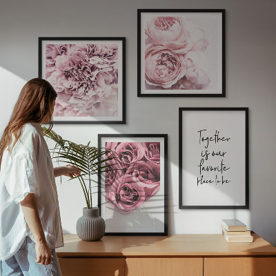 Multi-piece wall decor set Flowers bouquets of roses home inscription