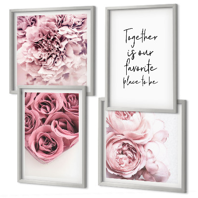 Multi-piece wall decor set Flowers bouquets of roses home inscription