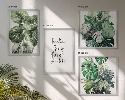 Green tropical leaves wall art set decorative botanical prints