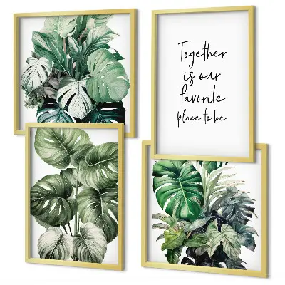Green tropical leaves wall art set decorative botanical prints