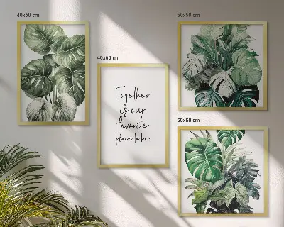 Green tropical leaves wall art set decorative botanical prints