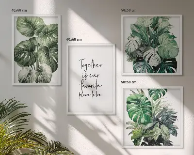 Green tropical leaves wall art set decorative botanical prints