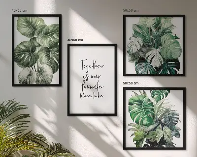 Green tropical leaves wall art set decorative botanical prints