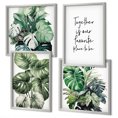 Wall art set Green tropical leaves decoration