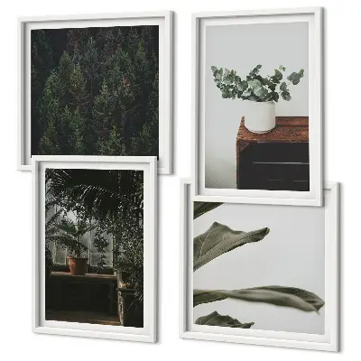 Rustic potted plants wall art set of 4 pieces
