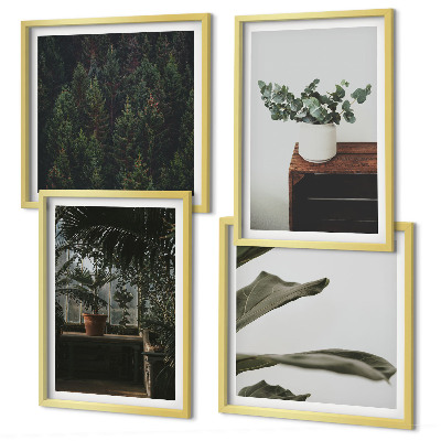 Set of 4 wall art pieces Rustic potted plants