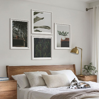 Set of 4 wall art pieces Rustic potted plants