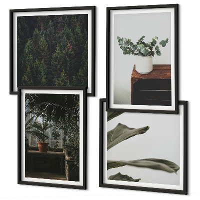 Set of 4 wall art pieces Rustic potted plants