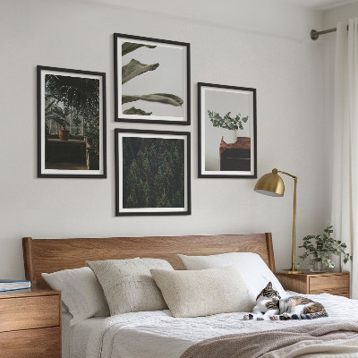 Set of 4 wall art pieces Rustic potted plants