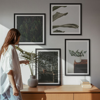 Set of 4 wall art pieces Rustic potted plants