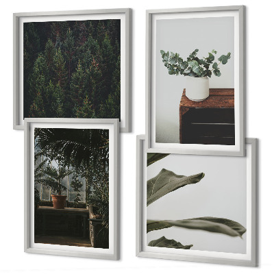 Set of 4 wall art pieces Rustic potted plants