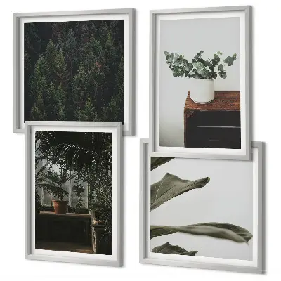 Rustic potted plants wall art set of 4 pieces