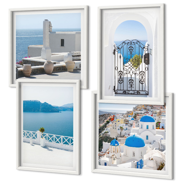 Multi-piece wall decor set White Sea buildings Greece