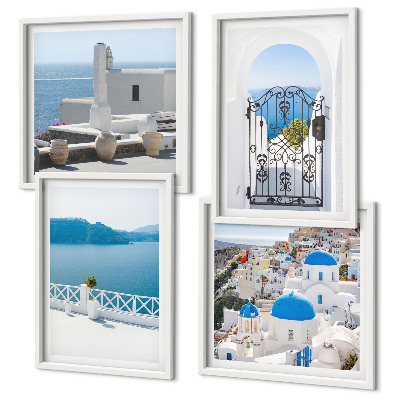 Multi-piece wall decor set White Sea buildings Greece
