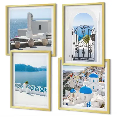 Multi-piece wall decor set white sea buildings in Greece